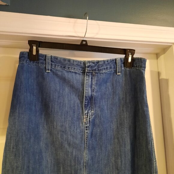 Vtg Y2K Tommy Hilfiger Skirt Womens 12 Denim Jean Midi Maxi‎ Modest Grunge Slit - Picture 3 of 14